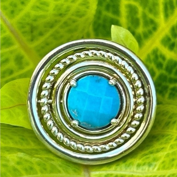 Gems en Vogue Michael Valitutti “NH” Palladium Silver Turquoise Ring size 7 - Picture 2 of 13